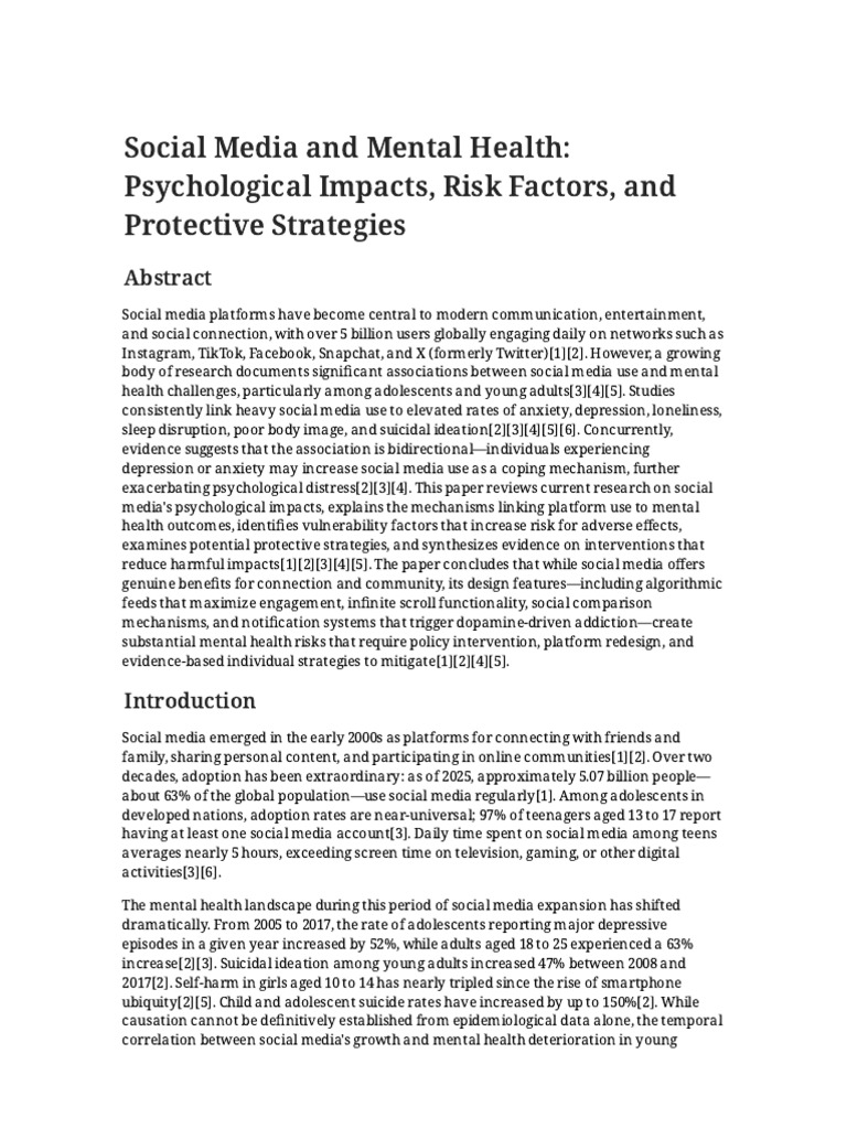 Social Media's Mental Health Risks Explained | PDF | Mental Health ...