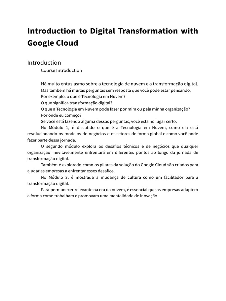 Transformação Digital com Google Cloud | PDF | Computação em nuvem ...