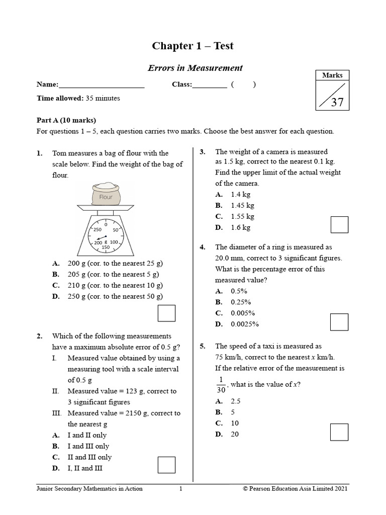 Measurement Errors in Junior Math Test | PDF | Significant Figures | Volume