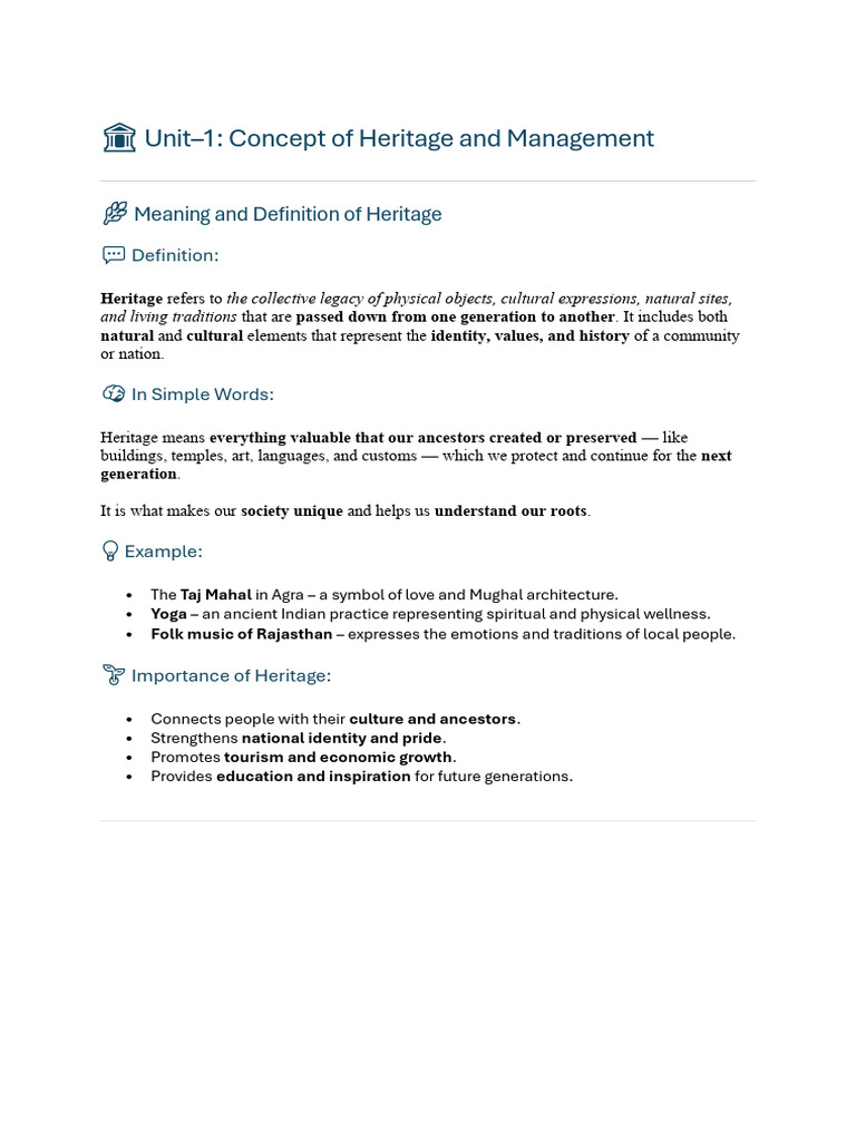 Heritage Management Concepts Explained | PDF | Cultural Heritage | Tourism