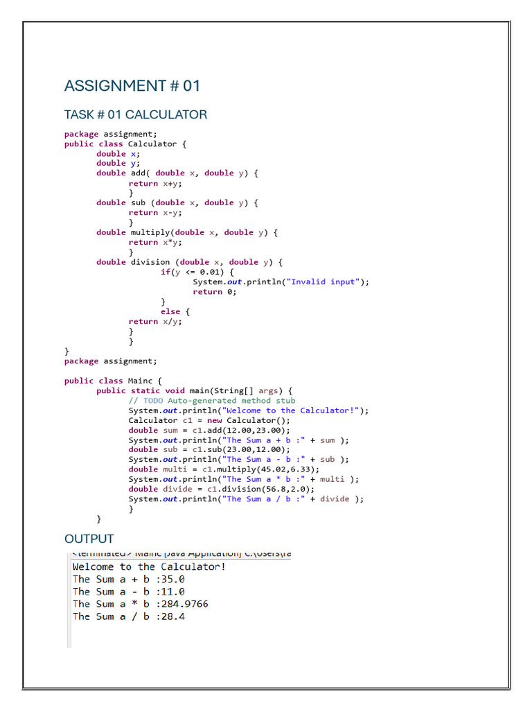 Assignment 01 Calculator | PDF