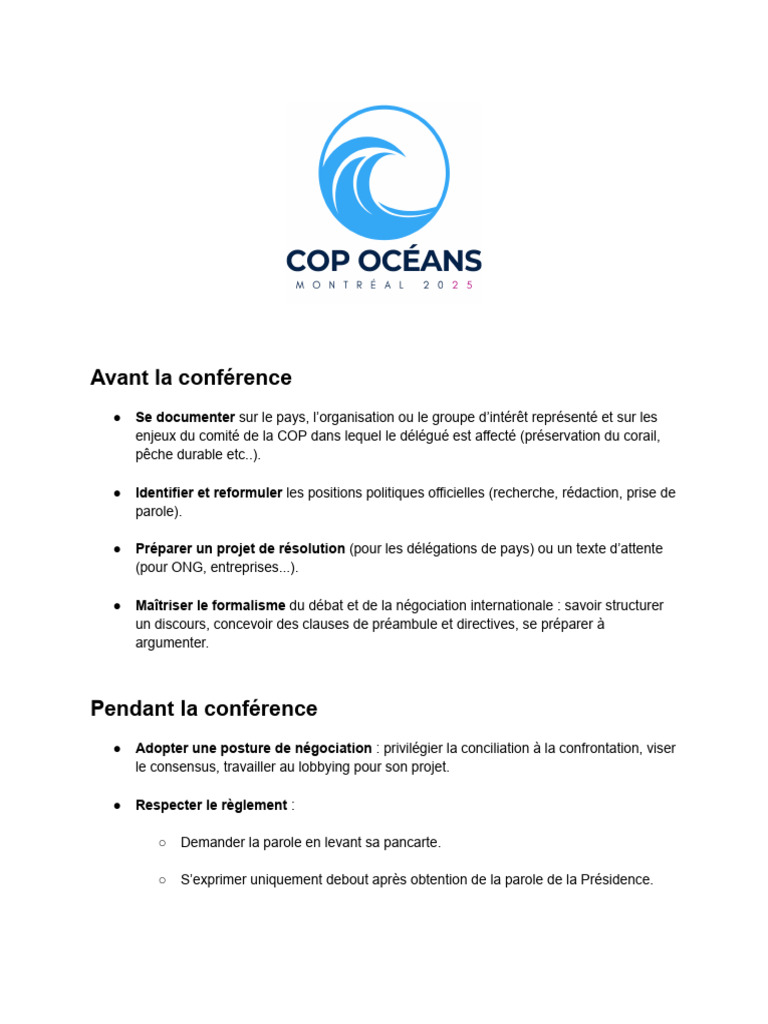 Guide de préparation pour la COP | PDF