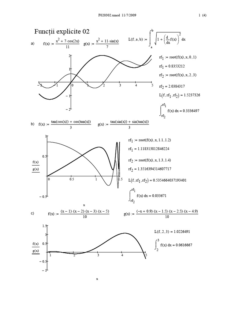 Functions and Integrals Analysis | PDF