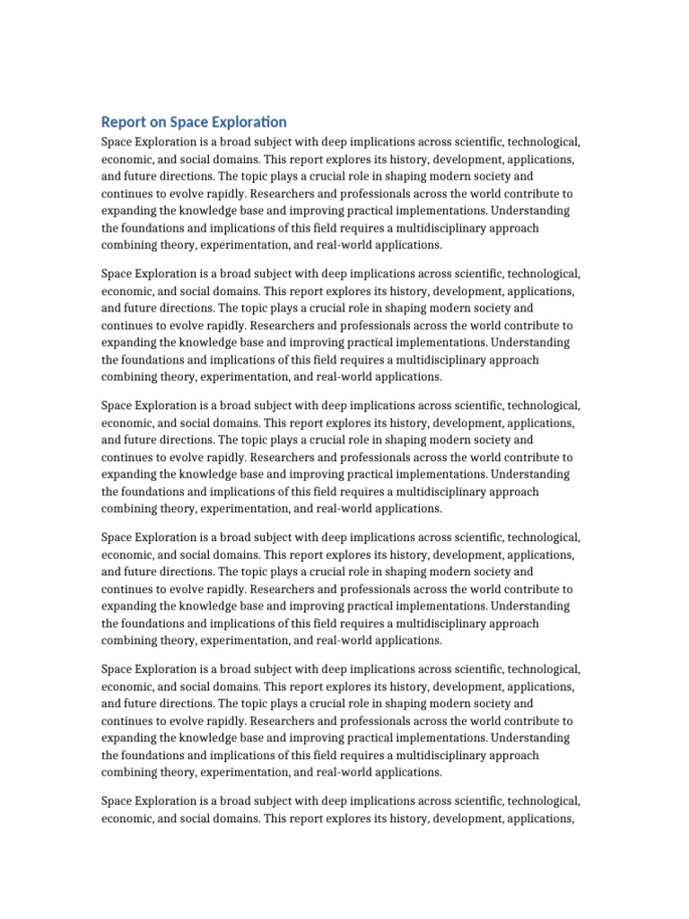 Space Exploration Report | PDF | Theory | Knowledge