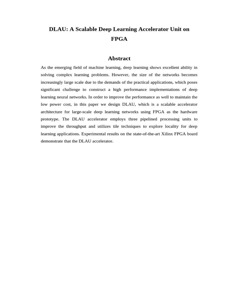 Scalable FPGA Deep Learning Accelerator | PDF | Deep Learning | Field ...