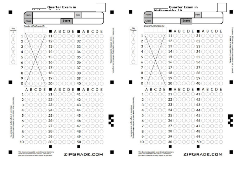 Zip Grade Template | PDF