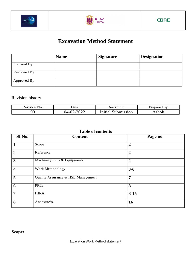 Excavation Method Statement Guide | PDF | Specification (Technical ...