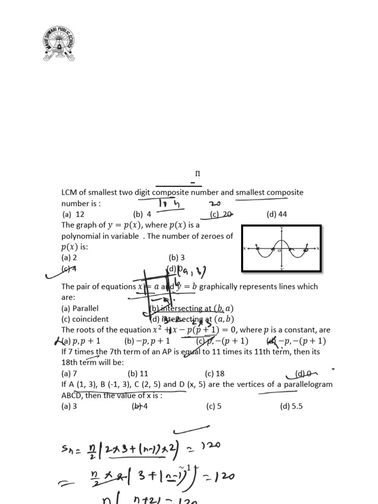 Mathematics Pre Board Exam Class X | PDF | Euclidean Geometry ...