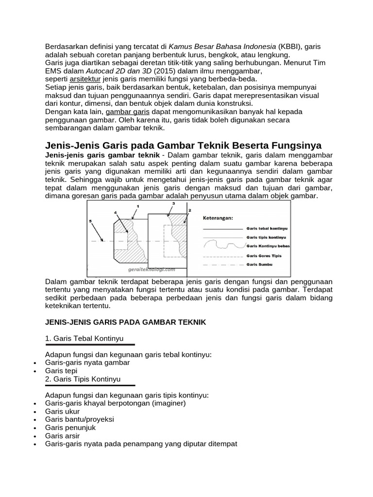 Jenis Garis dalam Gambar Teknik | PDF