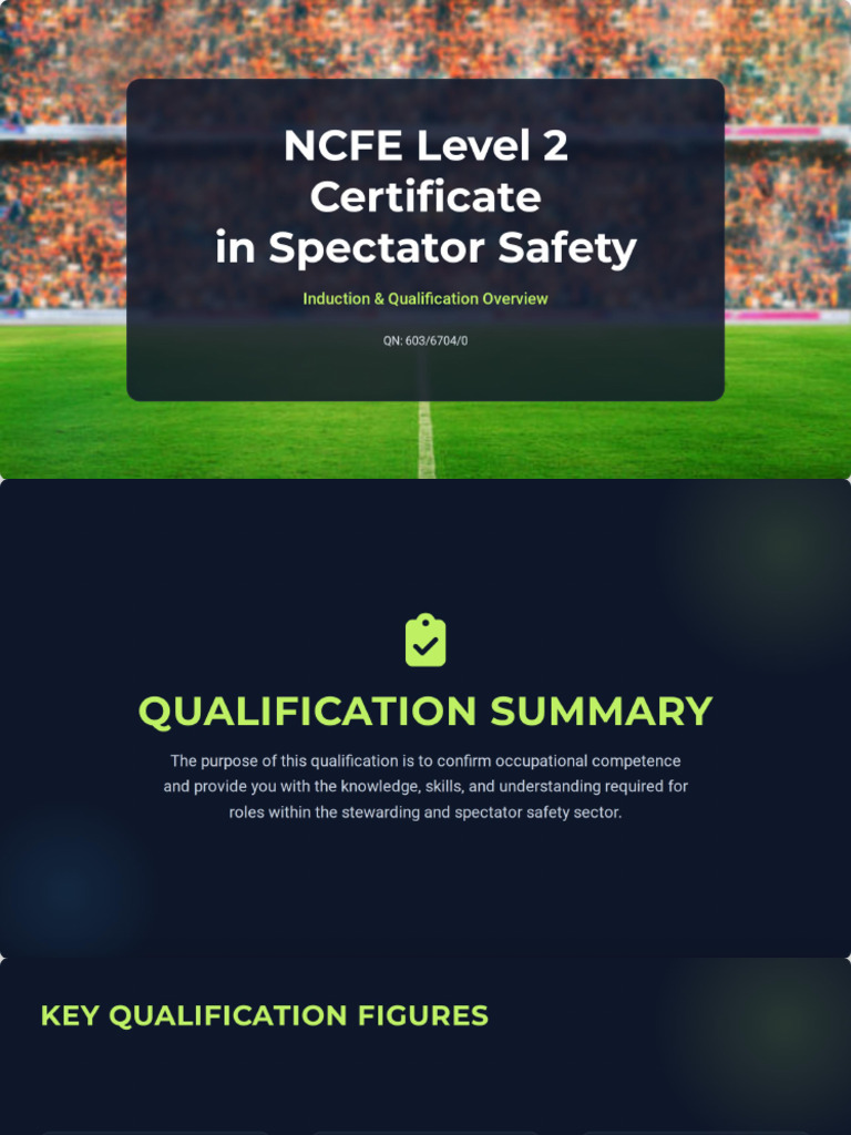 NCFE Level 2 Certificate in Spectator Safety Induction | PDF