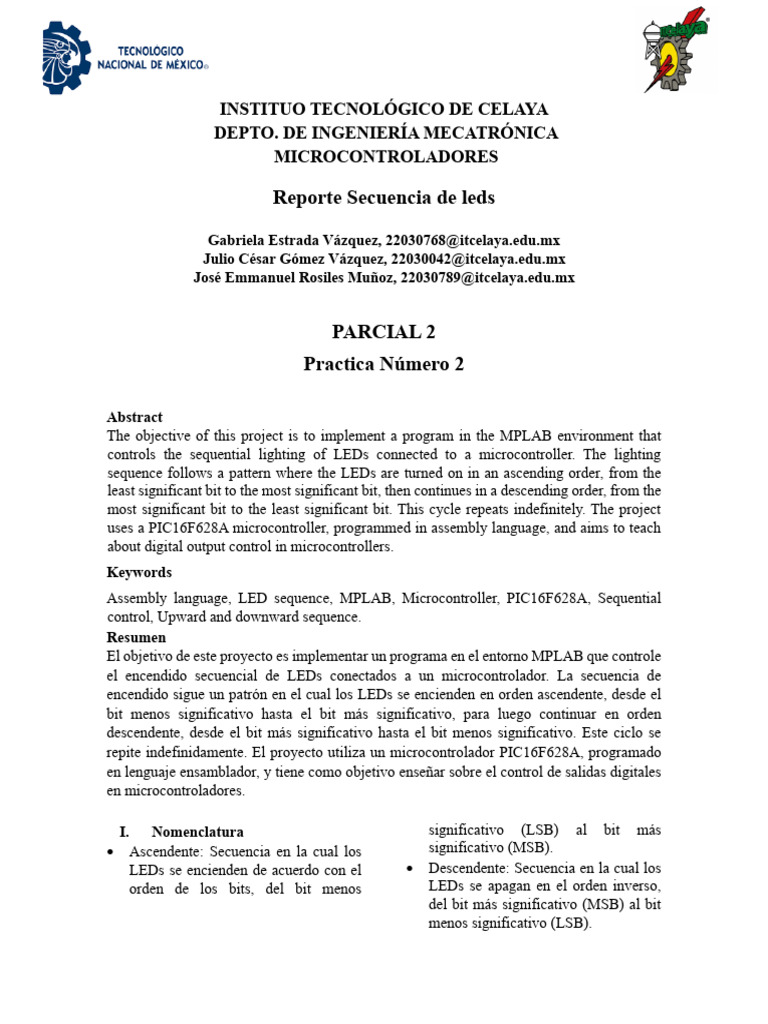 Control Secuencial de LEDs con PIC16F628A | PDF | Diodo emisor de luz ...