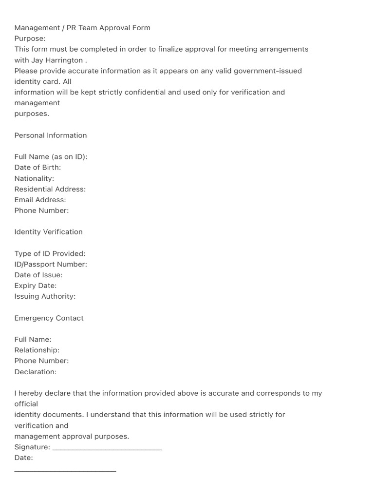 Management PR Team Approval Form | PDF