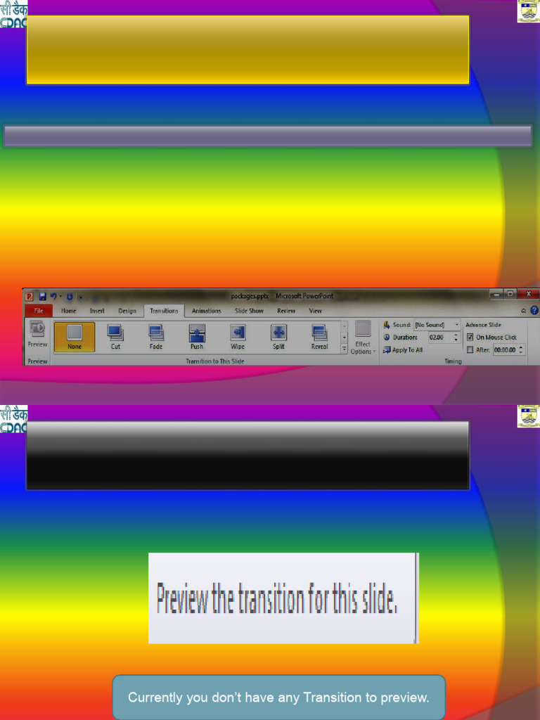 PowerPoint Slide Transition Guide | PDF | Software | Microsoft