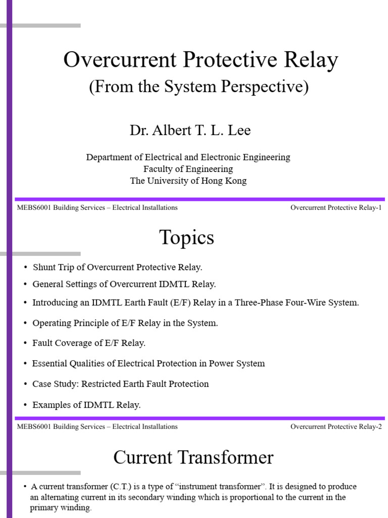 Overcurrent Protective Relay Overview | PDF | Relay | Reliability ...