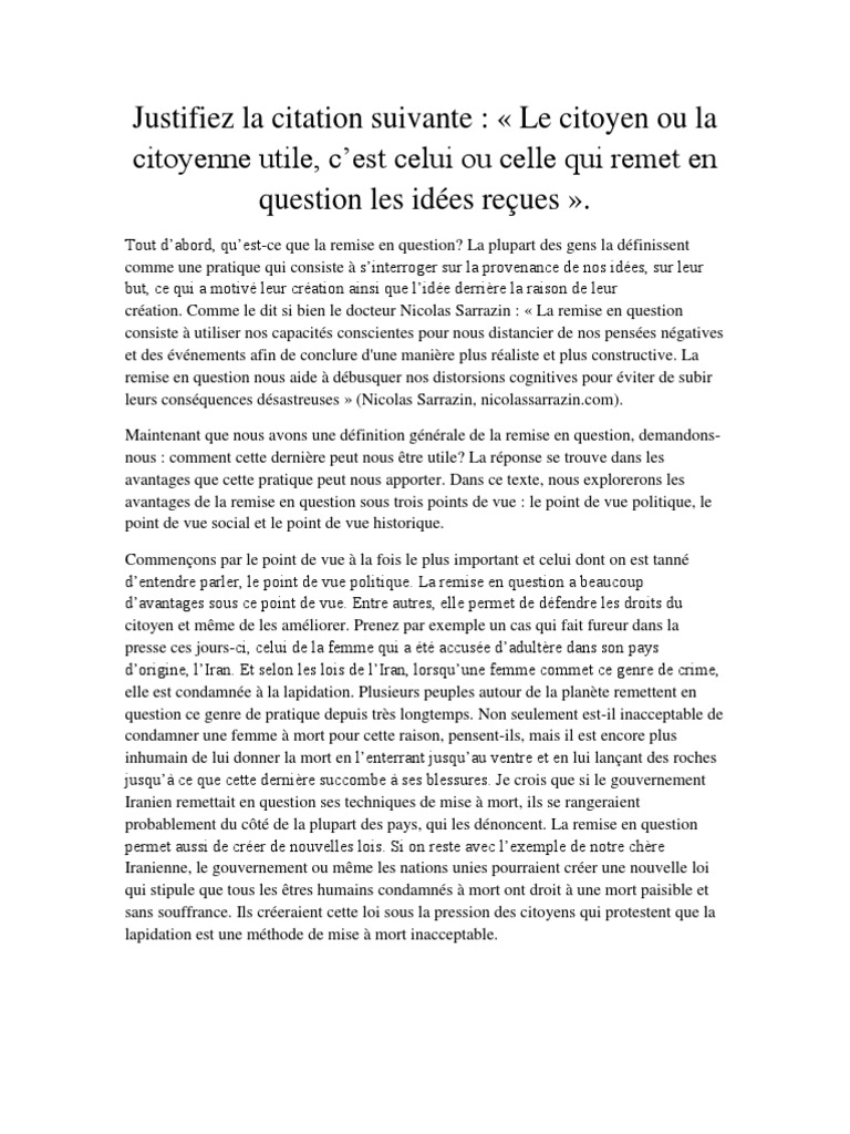 Remise En Question Peine Capitale Nature Humaine