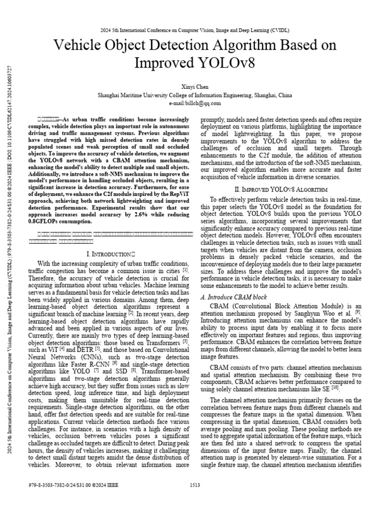 Enhanced YOLOv8 for Vehicle Detection | PDF | Computational ...