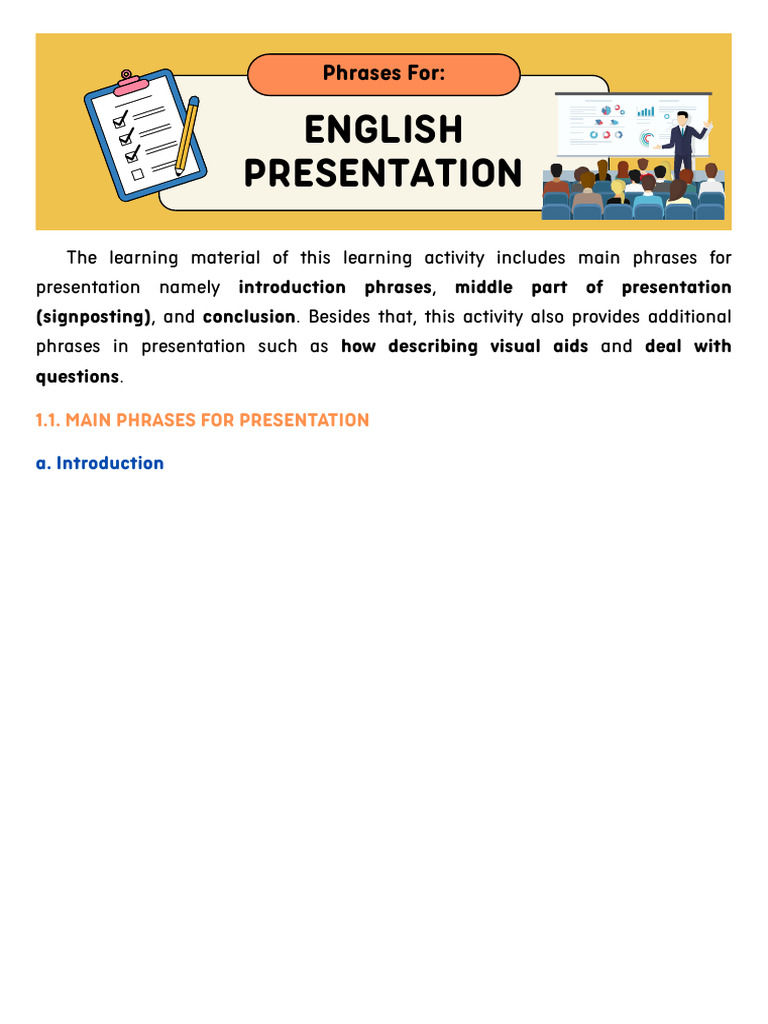 Essential Presentation Phrases Guide | PDF