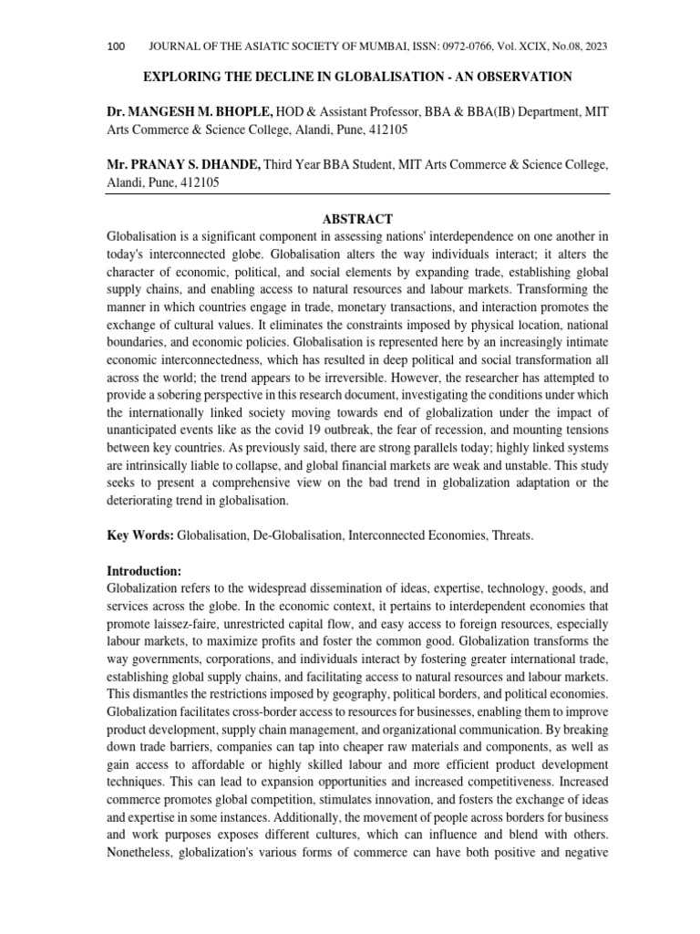 Decline of Globalization: Key Insights | PDF | Globalization | World ...
