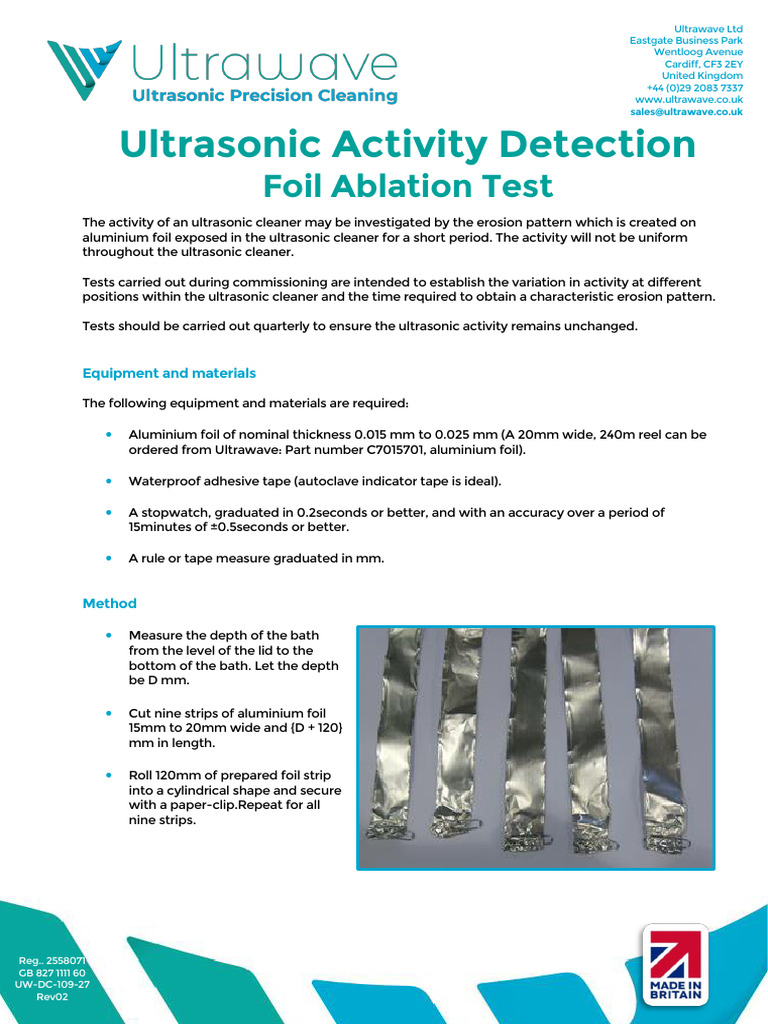 UW DC 109 27 Ultrawave Foil Ablation Test Instruction | PDF ...