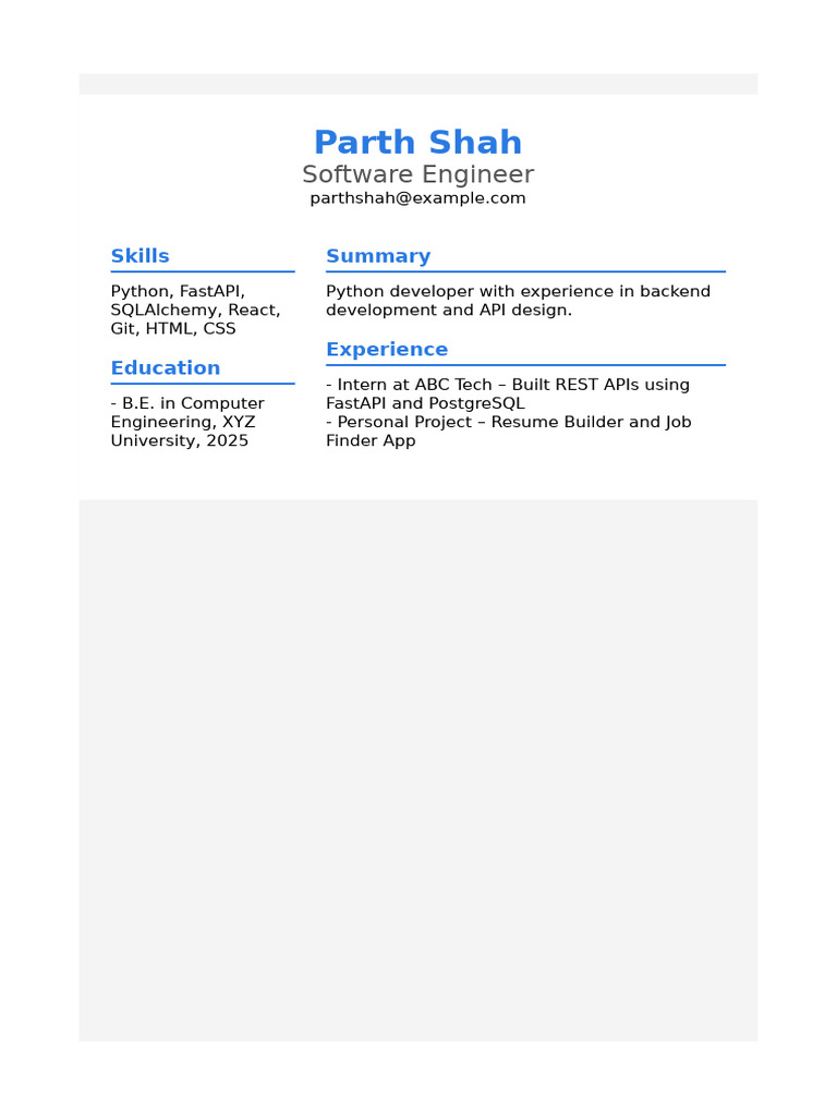 Python Developer with FastAPI Skills | PDF