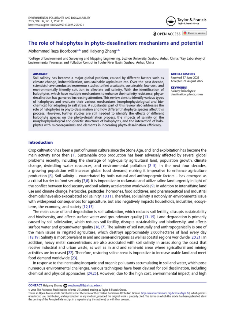 Halophytes in Phyto-Desalination Mechanisms | PDF | Soil | Agriculture