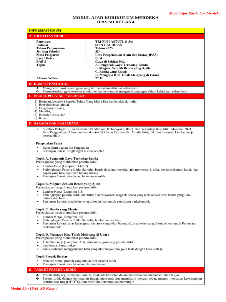 Modul Ajar Ipas Bab 3 | PDF