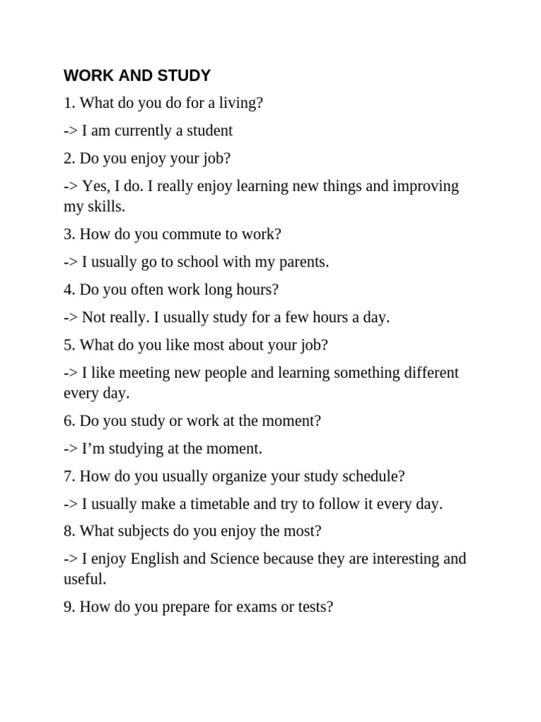 Work and Study | PDF