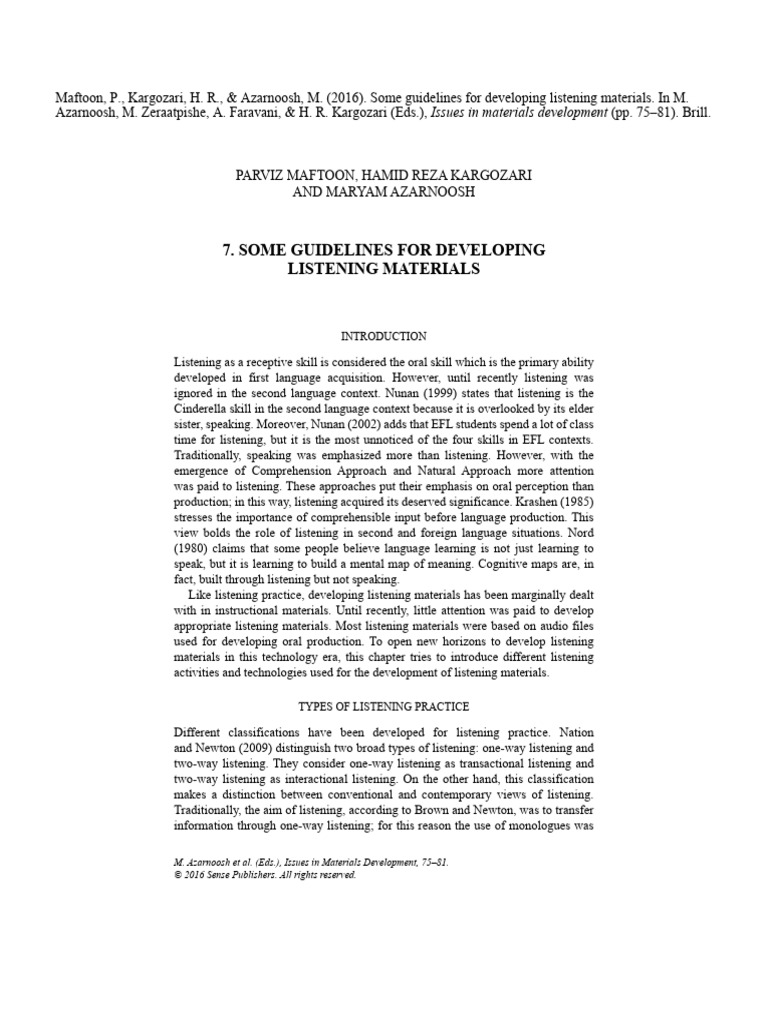 Guidelines for Developing Listening Materials | PDF | Second Language ...