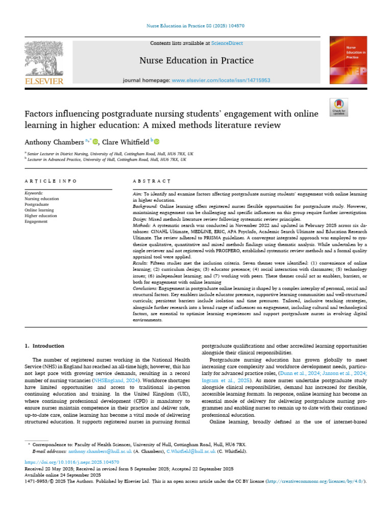 Factors Affecting Nursing Students' Online Engagement | PDF ...