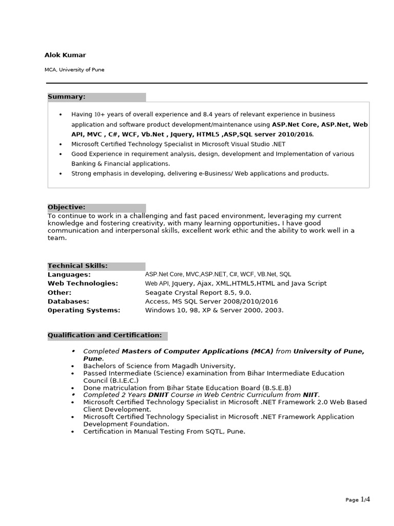 Naukri AlokKumar 1775326 - 08 02 - 1 | PDF | Microsoft Sql Server ...