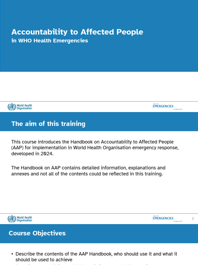 WHO AAP Handbook Training Overview | PDF | World Health Organization