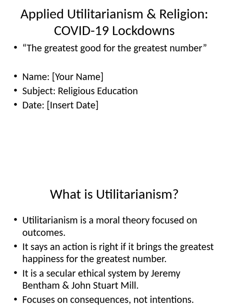 Applied Utilitarianism and Religion Lockdowns | PDF | Utilitarianism ...