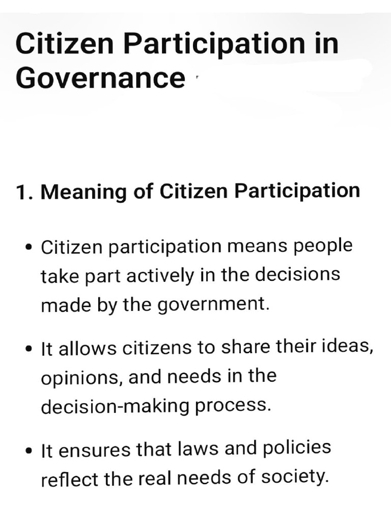 1 - Citizen Participation in Governance | PDF