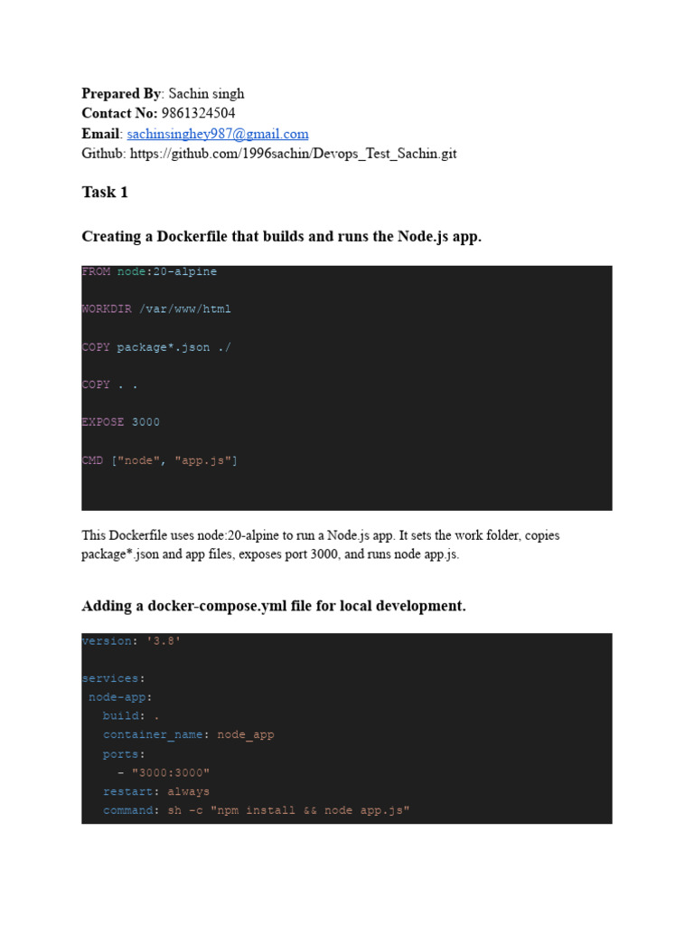Node.js Docker Setup and CI/CD Guide | PDF | System Software | Software ...