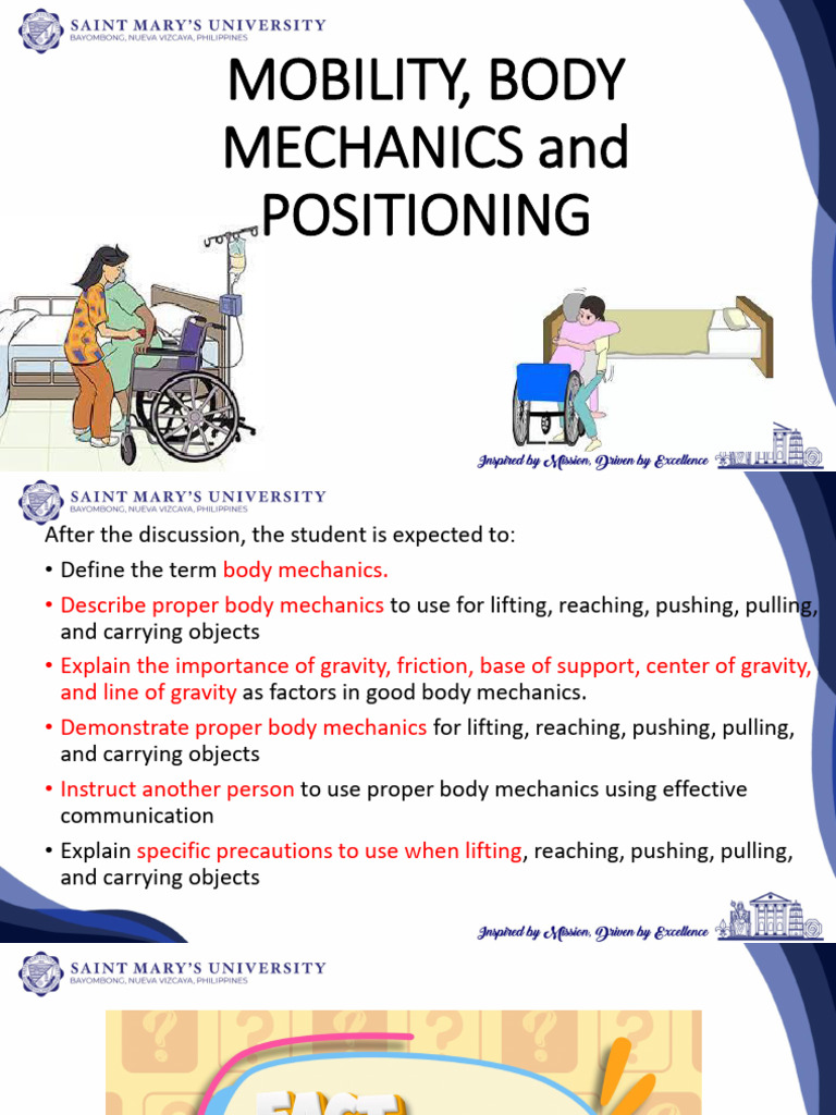 Mobility, Body Mechanics and Positioning | PDF | Balance (Ability)