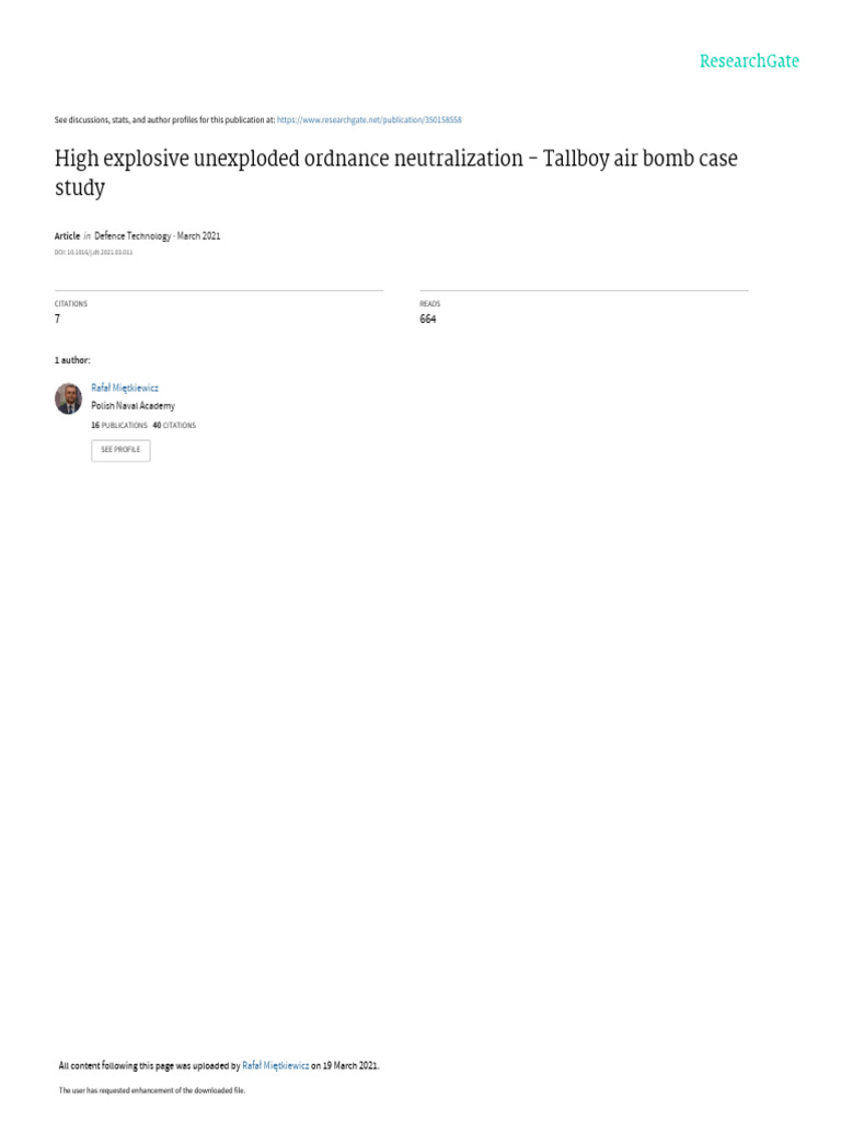 High Explosive Unexploded Ordnance Neutralization-Tallboy Air Bomb Case ...