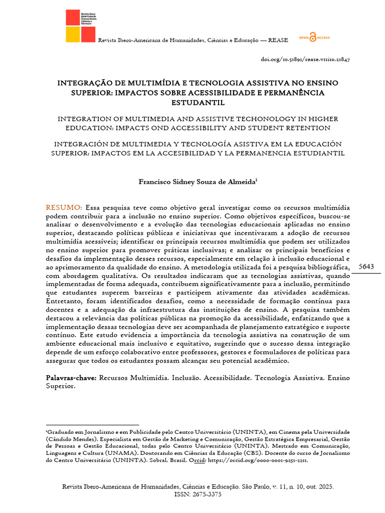 Multimídia e Inclusão no Ensino Superior | PDF | Pedagogia | Inclusão ...