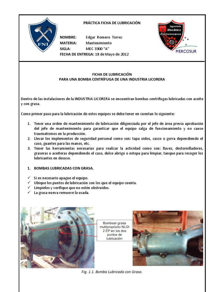 Ficha Tecnica de Lubricacion