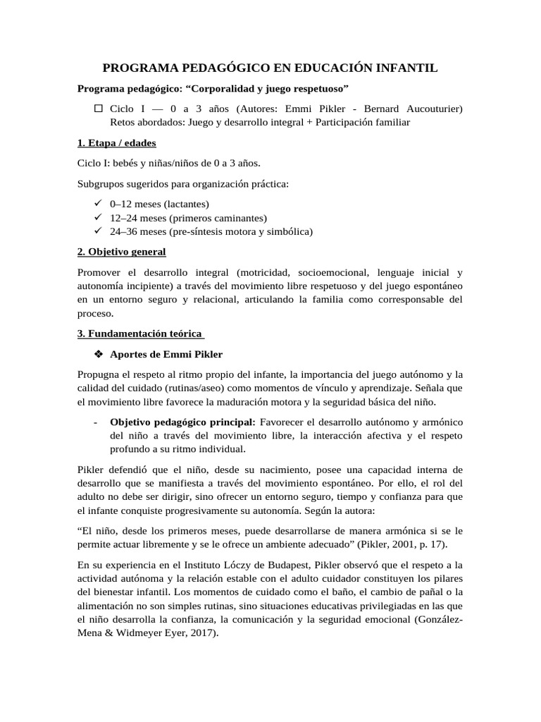 Programa Pedagógico | PDF | Aprendizaje | Pedagogía
