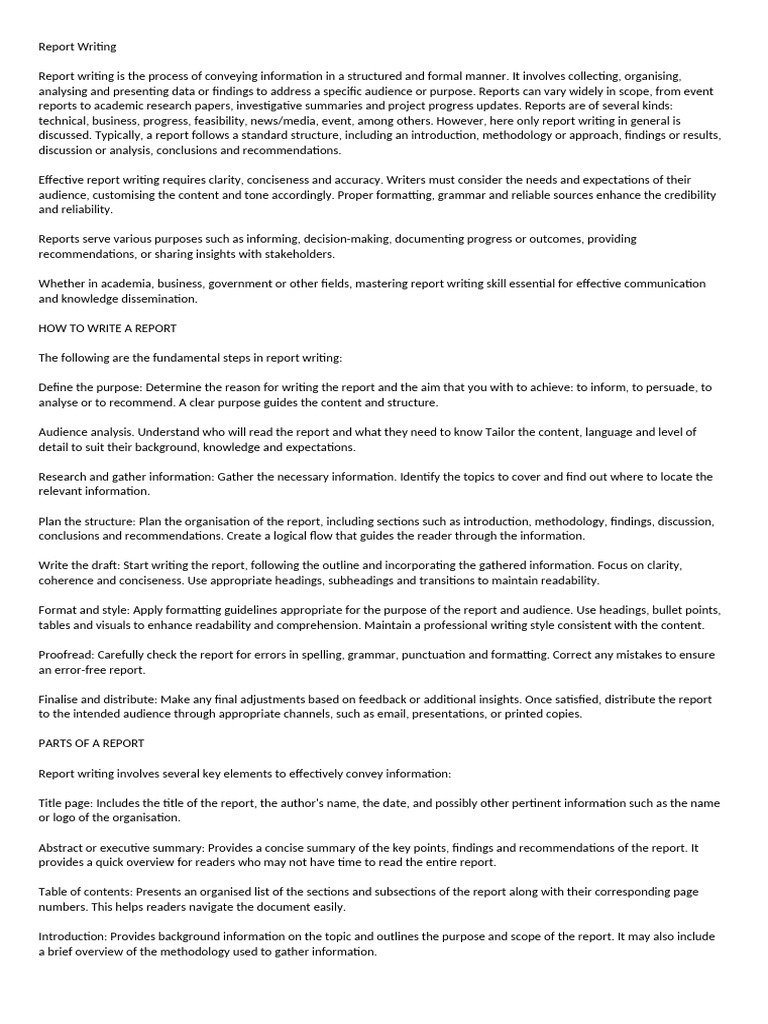 Report Writing | PDF | Methodology | Information
