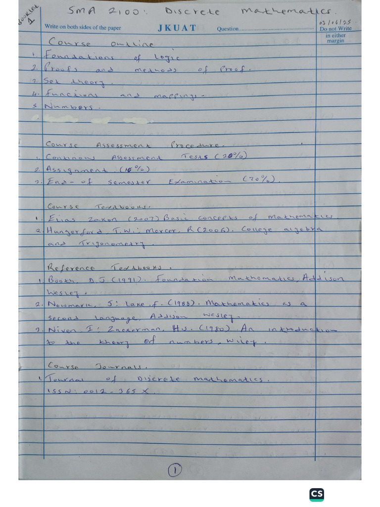 Discrete Math Notes A. | PDF