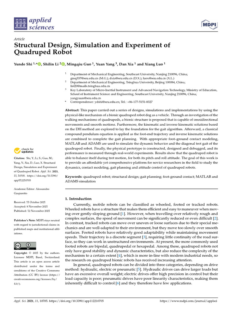 Quadruped Robot Design and Simulation | PDF | Horse Gait | Force