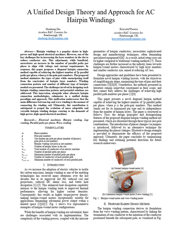 Diagonal Hairpin Winding Method for AC Machines | PDF | Inductance ...