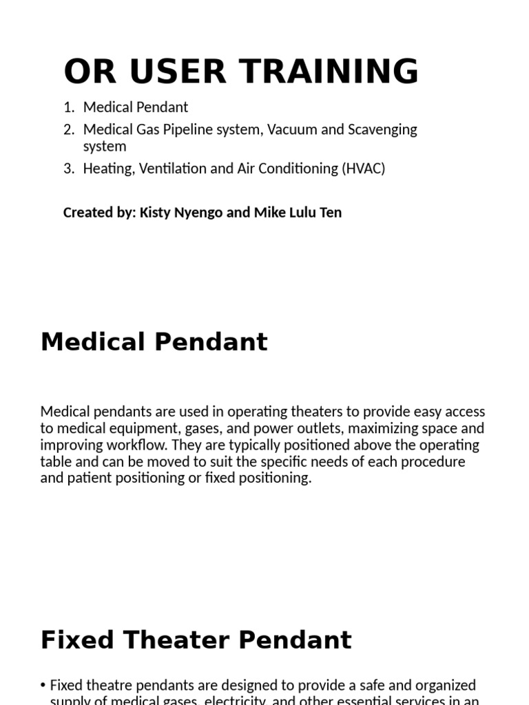 Medical Pendant and Gas Systems Guide | PDF | Anesthesia | Vacuum