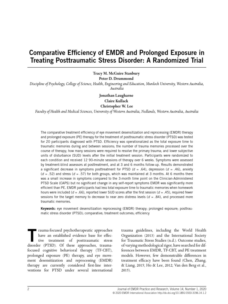 EMDR vs. Prolonged Exposure for PTSD | PDF | Eye Movement ...