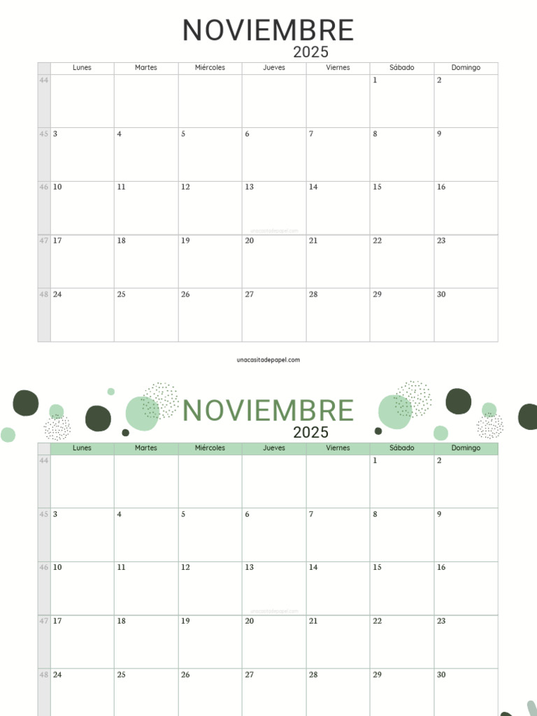 Calendario de Noviembre 2025 | PDF