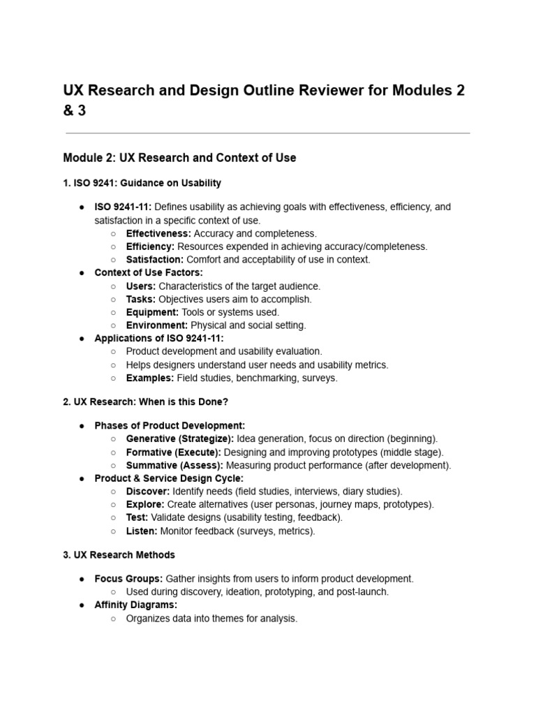 UX Research and Design Overview Guide | PDF | Usability | Cognitive Science