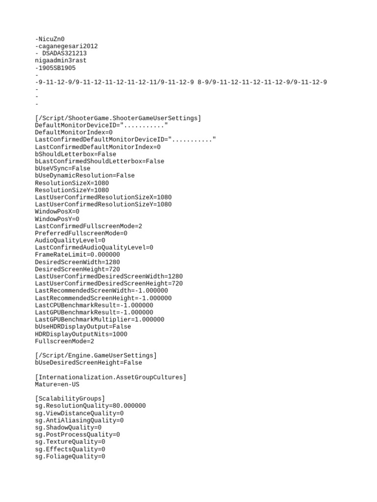 Shooter Game User Settings Configurations | PDF