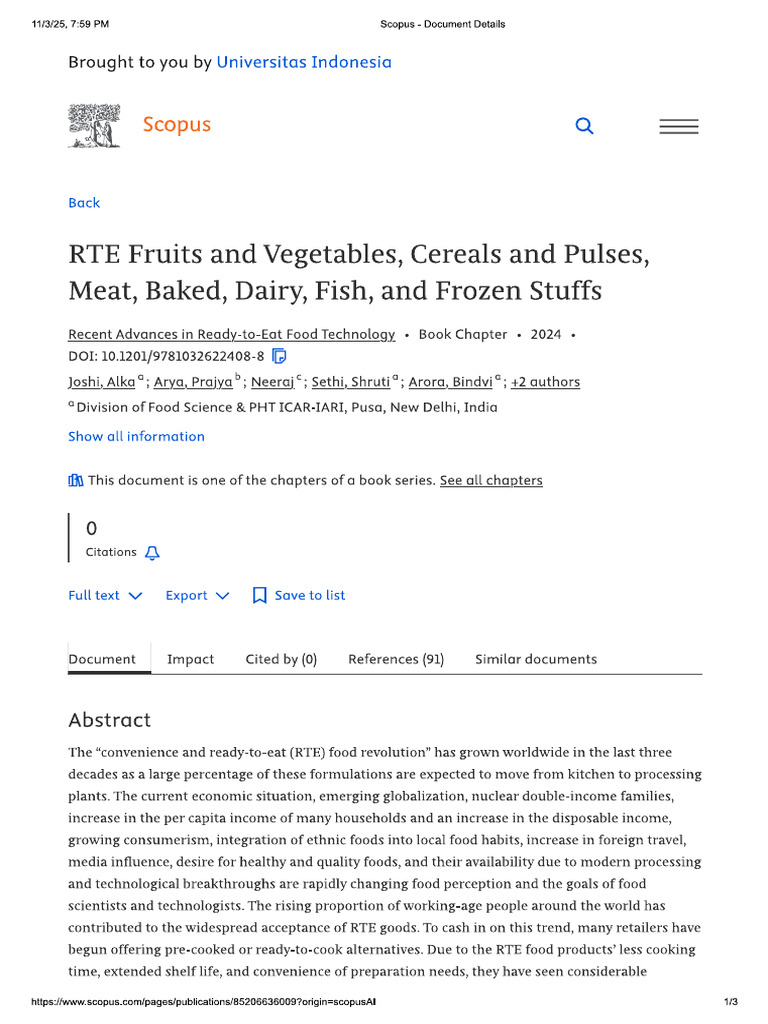 RTE Fruits and Vegetables, Cereals and Pulses, Meat, Baked, Dairy, Fish ...
