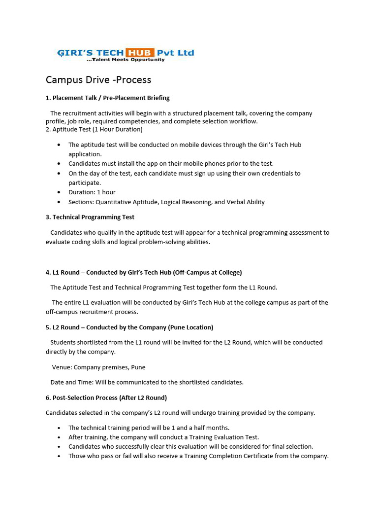 Campus Drive Process-GTHPL | PDF